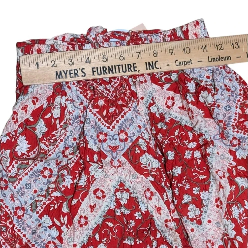 NWT Who I am side slit pants paisley novelty print size 8 beachy boho coverup